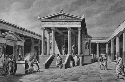 Pompeya: Templo de Isis (litografía) de Italian School