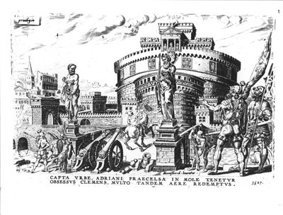 El Papa Clemente VII (1478-1534) es sitiado por Carlos V (1500-58) en la Torre de Adriano, 1527 de Italian School