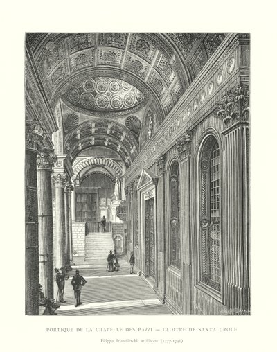 Pórtico de la Capilla de los Pazzi, Claustro de Santa Croce, Filippo Brunelleschi, arquitecto de Italian School