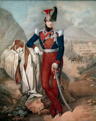Retrato de Fernando II (Ferdinando Carlo) (1810-1859), Rey de las Dos Sicilias. Acuarela anónima. Siglo XIX de Italian School