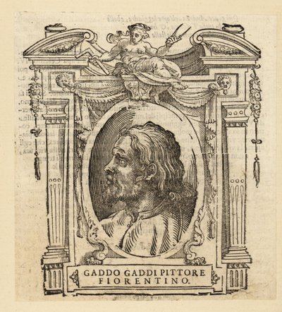 Retrato de Gaddo Gaddi, pintor y mosaista italiano de Florencia en un estilo de arte gótico, circa 1239-circa 1312 de Italian School