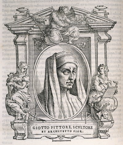 Retrato de Giotto di Bondone (c.1267-1337) de Las vidas de los artistas de Vasari, publicado por primera vez en 1550 de Italian School