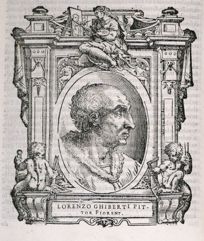 Retrato de Lorenzo Ghiberti (1378-1455) de Las vidas de los artistas de Vasari, publicado por primera vez en 1550 de Italian School