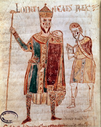 Retrato de Luis I el Piadoso (778-840), Rey de Francia. Página de manuscrito (ms. 4) 