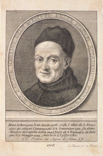 Retrato del Padre Giovanni Battista Martini (1706-84) grabado por Faucci, 1776 de Italian School