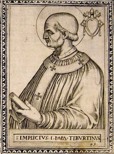Retrato del Papa Simplicio, c.1760 (grabado) de Italian School