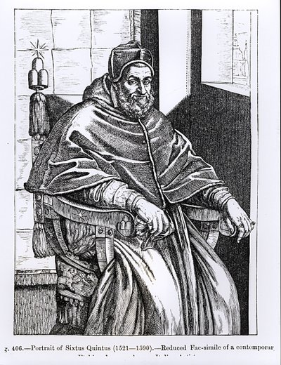 Retrato del Papa Sixto V (1520-90) ilustración de 