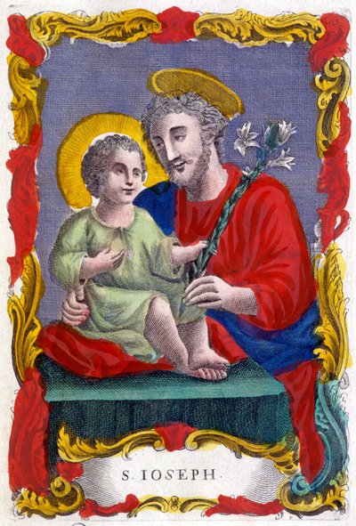 Retrato de San José y el Niño Jesús, imagen piadosa, Italia de Italian School