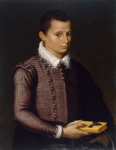 Retrato de un Niño Sosteniendo un Libro de Italian School