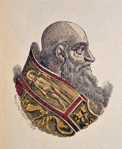 Retrato del Papa Pablo III (Paolo, Paulus o Alessandro Farnese) (1534-1549), 1898 (grabado con coloración posterior) de Italian School