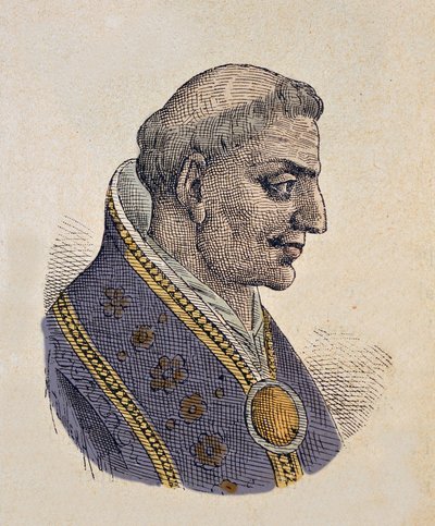 Retrato del Papa Sisinnio (708) de Italian School