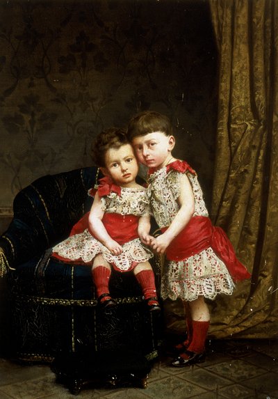 Retrato de dos niños de la Casa de Doria de Italian School