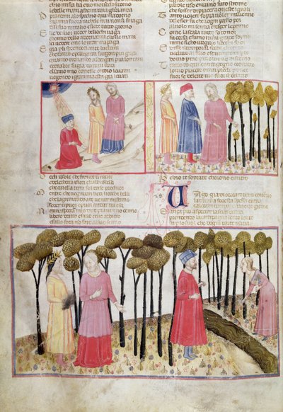 Virgilio despidiéndose y el Bosque Divino, del La Divina Comedia de Dante Alighieri de Italian School