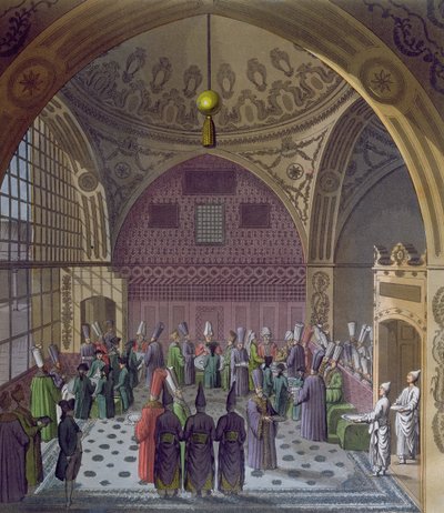 Recepción de los embajadores occidentales por el Gran Visir del Sultán en Constantinopla, c.1820 de Italian School