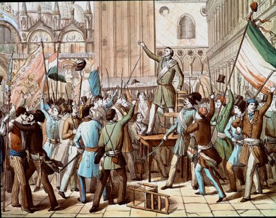 Representación de Daniele Manin (1808-1857), político que lideró la revolución de Venecia contra la presencia austriaca en 1848: la proclamación de la República Veneciana en marzo de 1848 de Italian School