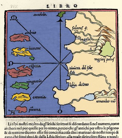 Representación de las Islas Canarias. Isolario (mapa de islas) de Benedetto Bordone. Venecia 1547 de Italian School