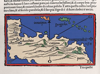 Representación de las Islas del Caribe y las costas de Venezuela. Isolario (mapa de islas) de Benedetto Bordone. Venecia 1547 de Italian School