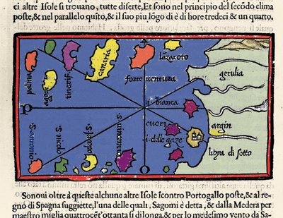 Representación de las islas de Cabo Verde. Isolario (mapa de islas) por Benedetto Bordone. Venecia 1547 de Italian School