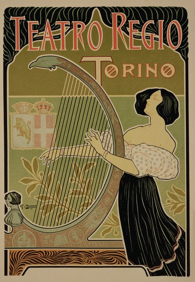 Reproducción de un cartel publicitario del Theatre Royal, Turín de Italian School