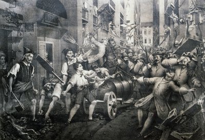 Revuelta en el distrito de Portoria en Génova contra los austriacos en 1746, liderada por Giovan Battista Perasso conocido como Balilla de Italian School