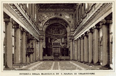 Interior de la Basílica de Santa María en Trastevere de Italian School