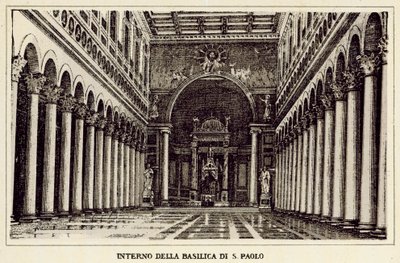 Roma: Interior de la Basílica de San Pablo de Italian School