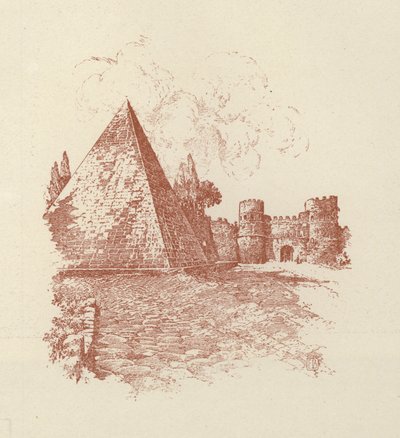 Roma, Pirámide de Cayo Cestio (litografía) de Italian School