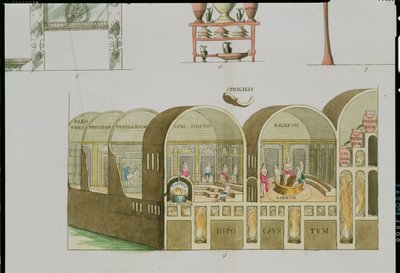 Baños romanos, lámina de La Historia de las Naciones de Italian School