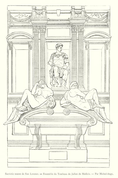 Sacristía nueva de San Lorenzo, Conjunto de la tumba de Juliano de Médici, por Miguel Ángel de Italian School