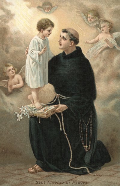 San Antonio de Padua (litografía en color) de Italian School