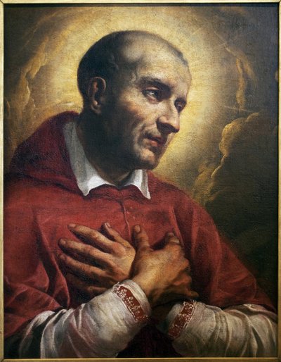 San Carlos Borromeo (1538-1584). Fragmento de una pintura anónima de Nápoles (Italia), óleo sobre lienzo del siglo XVII. Museo de Bellas Artes de Angers de Italian School
