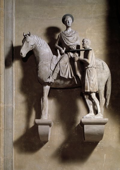 San Martín a caballo compartiendo su capa con un mendigo. Escultura de Italian School