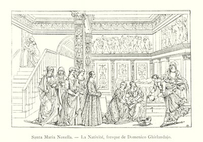 Santa Maria Novella, La Natividad, fresco de Domenico Ghirlandajo de Italian School