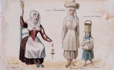 Trajes sardos de Tissi, impresión ms. 257, Colección Cominotti de Italian School