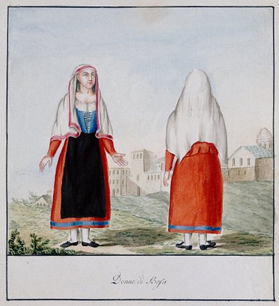 Trajes sardos de Bosa, impreso ms.258, Colección Luzzetti de Italian School