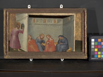Escena de la leyenda de San Nicolás (temple y oro sobre madera) de Italian School