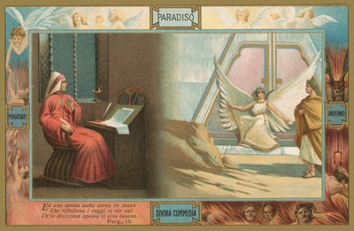 Escena de la Divina Comedia de Dante (cromolito) de Italian School