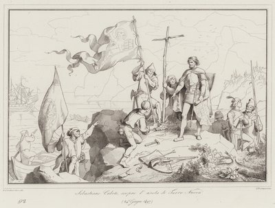 Sebastiano Caboto descubre la isla de Terranova de Italian School