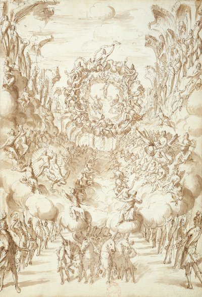 Diseño de escenografía para óperas en el teatro San Salvatore en Venecia, 1675 de Italian School