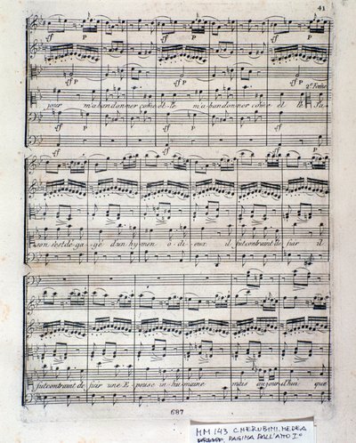 Partitura de Medea (acto 1), ópera de Luigi Cherubini de Italian School