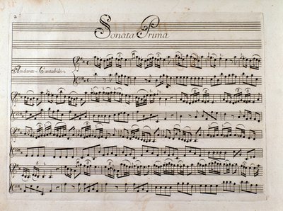 Página de partitura para "Sonata para violín y bajo continuo" de Giuseppe Tartini de Italian School