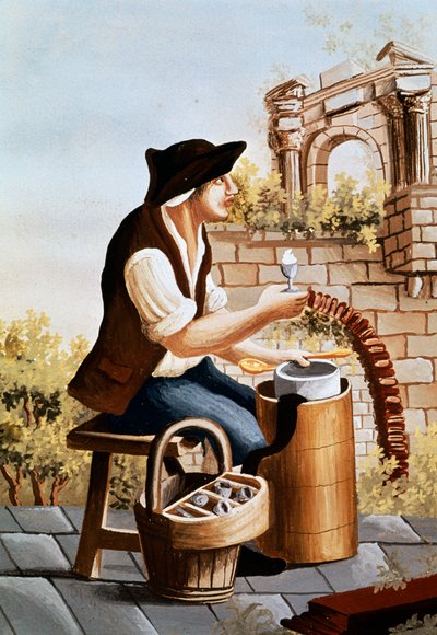 Vendedor de sorbetes, grabado, Italia de Italian School