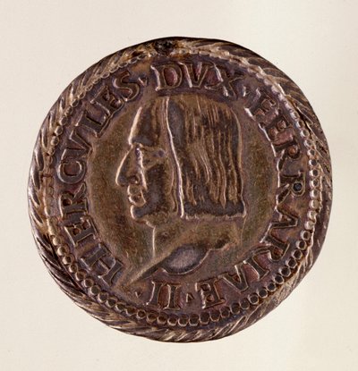 Moneda de plata (testone) de Ferrara: reinado del duque Ercole I d