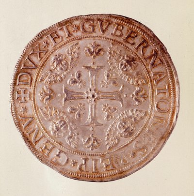 Moneda de plata de la República de Génova con la cruz (1670) de Italian School