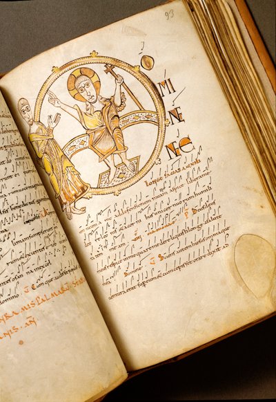 Página de canto con neumas. Manuscrito de la escuela boloñesa. (MS.123-Folio 93r) Siglo XI. Roma, Biblioteca Angelica de Italian School