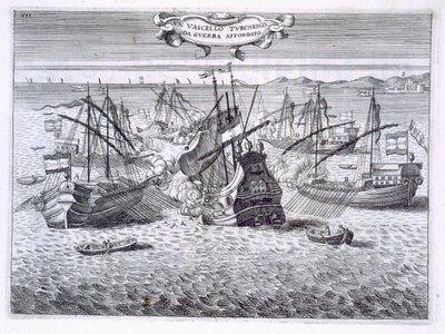 Hundimiento de un barco de guerra turco, ilustración de 