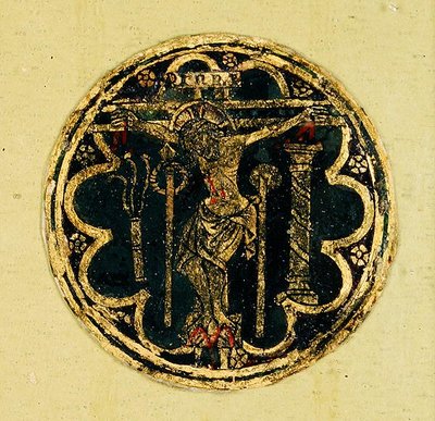 Pequeño panel con un medallón de la Crucifixión de Italian School