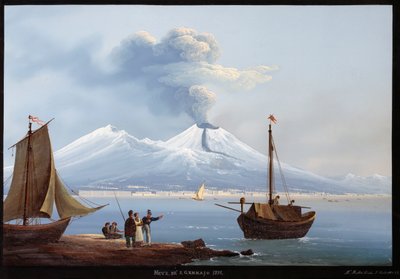 Tormenta de nieve / Erupción del volcán Vesubio el 2 de enero de Italian School