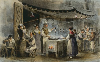 Vendedor de espaguetis en Nápoles, Italia de Italian School