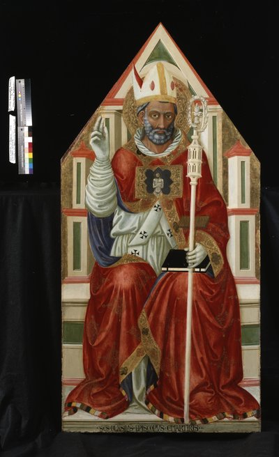 San Blas (temple y oro sobre madera) de Italian School
